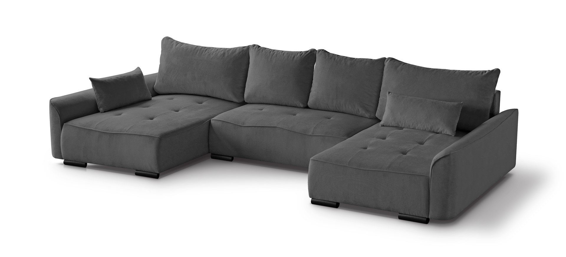 modernes in U-Form Schlafecke Satin Ecksofa 16 Bettkasten, mane, Dunkelgrau Beautysofa große (fjord Polsterecke mit U, Stil, Schlaffunktion, 383 universell cm