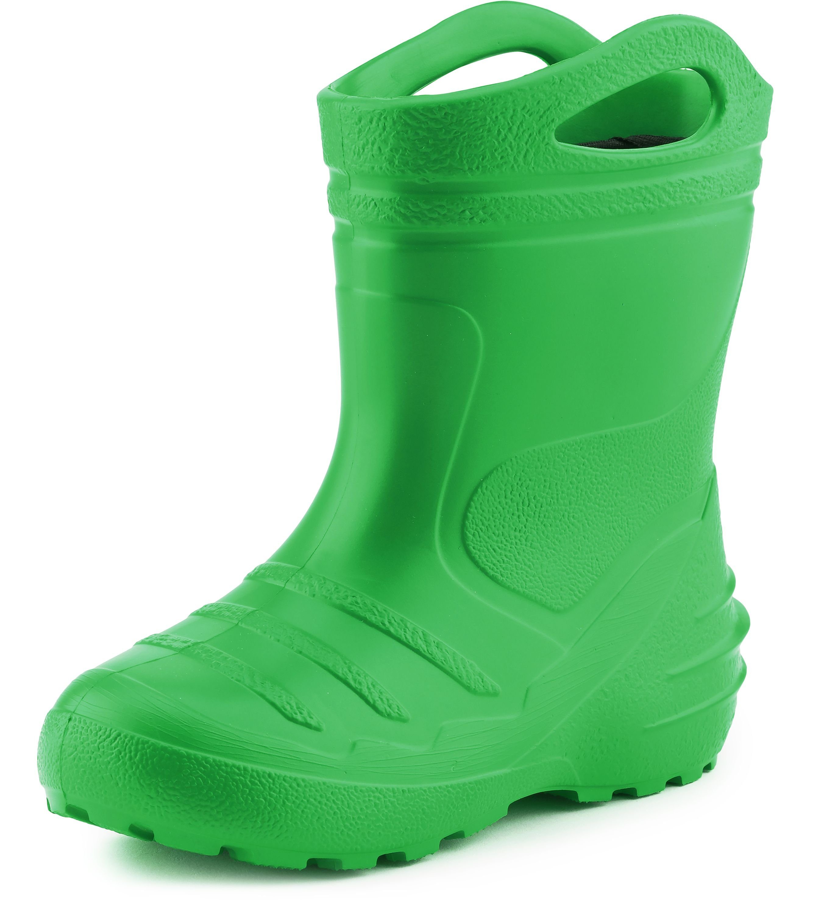 Ladeheid federleichte Regenschuhe Kinder mit Griffen KL051 Gummistiefel mit herausnehmbares Innenfutter