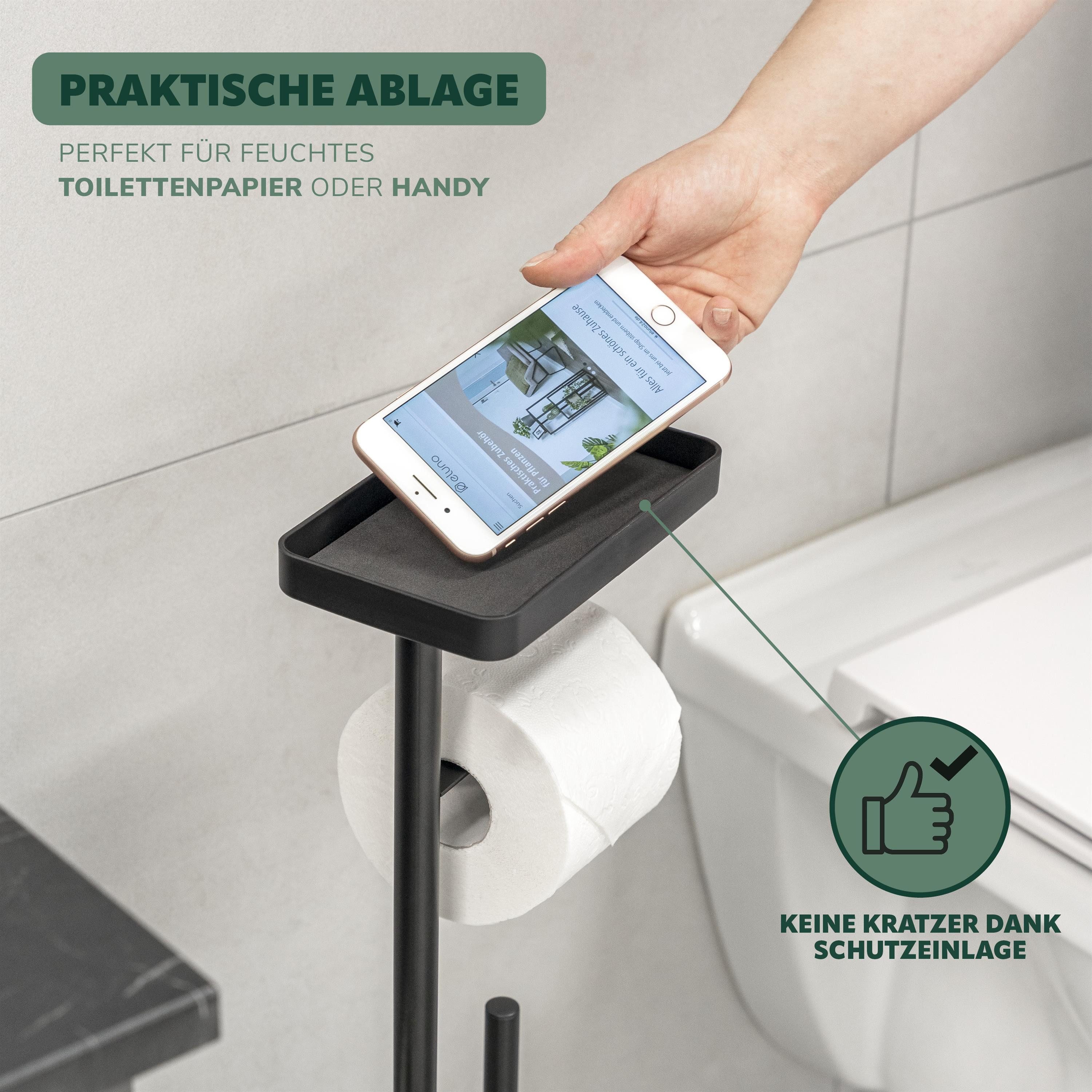 eluno WC-Garnitur 4in1, WC-Bürste, Rollenhalter schwarz oder weiß, (1-tlg)