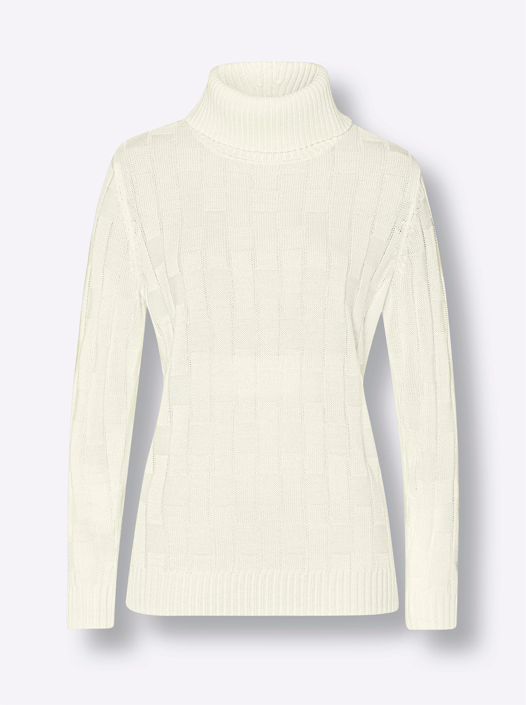 Strickpullover Rollkragen-Pullover Langarm Struktur