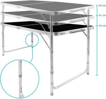 Goods+Gadgets Klapptisch Klappbarer Campingtisch (Mehrzwecktisch, Campingtisch Markttisch), Multifunktionstisch mit 4 Stühlen - Schwarz