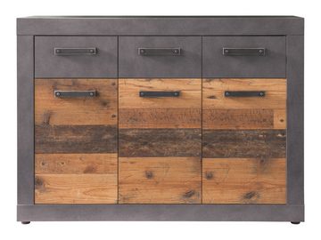 Newroom Kommode Jamell, Kommode Anthrazit Old Wood Vintage Industrial Highboard Anrichte