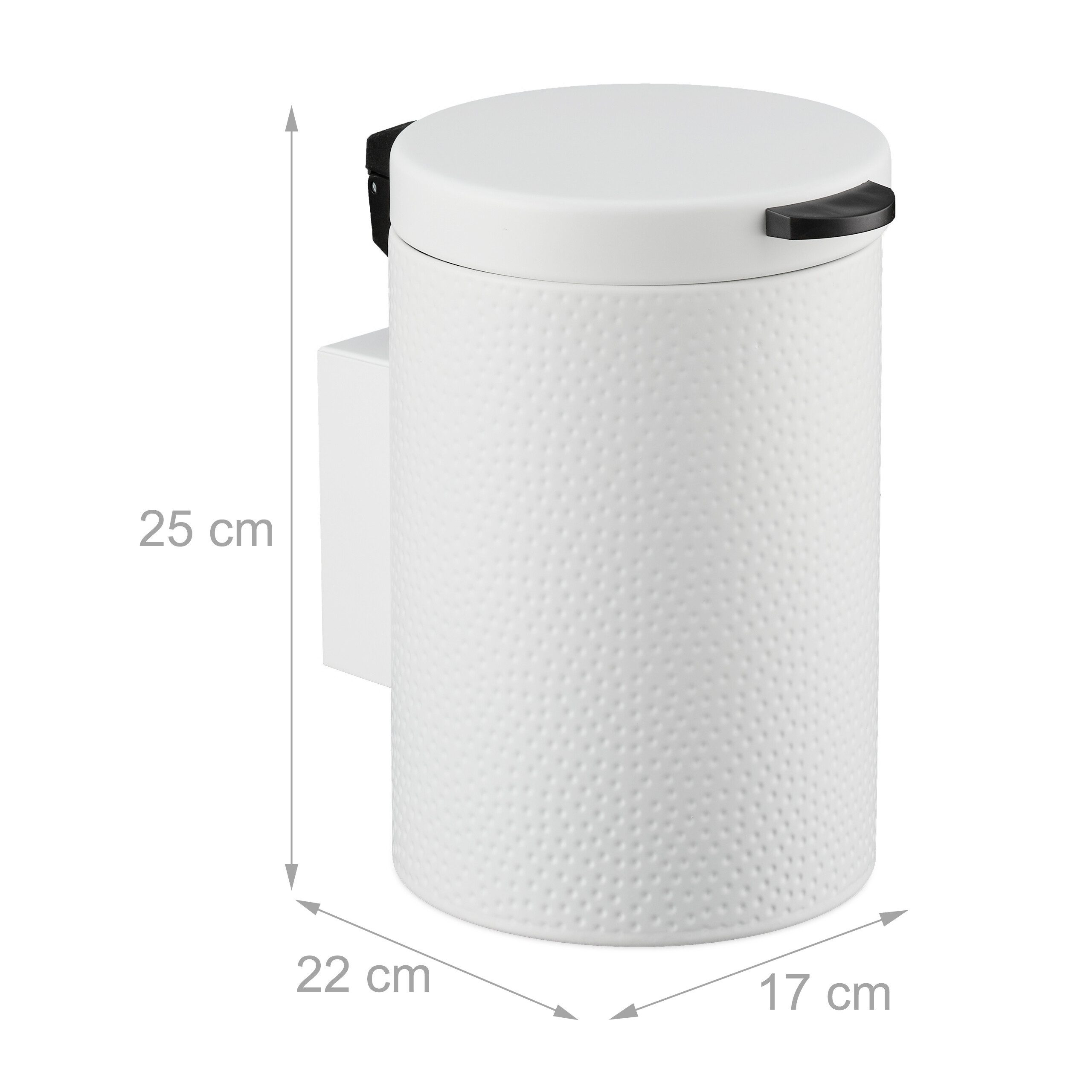 relaxdays Kosmetikeimer Wandmontage 3 Liter, weiß – Bild 4 von 5
