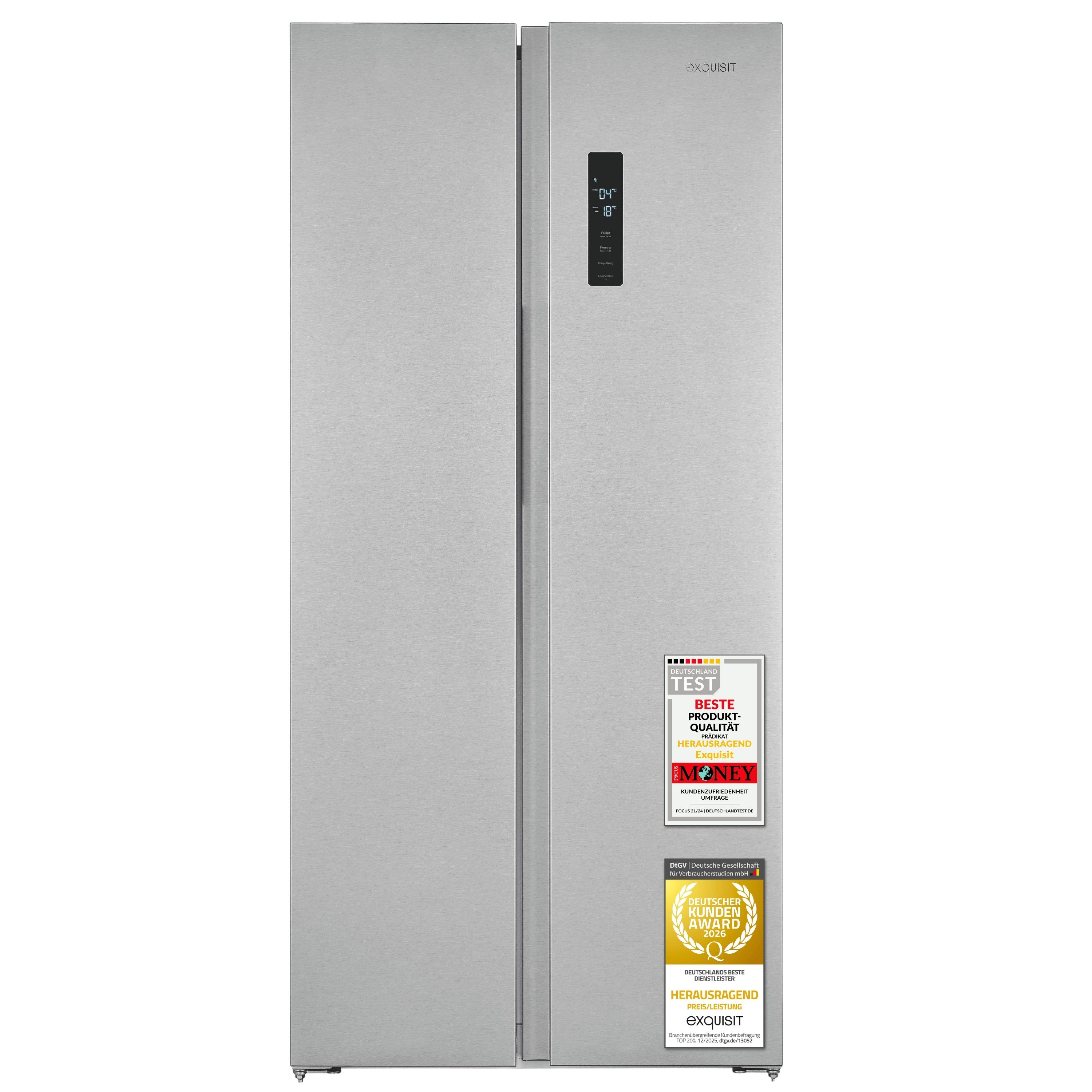 exquisit Side-by-Side SBS39-440E, 170 cm hoch, 78 cm breit, LED-Beleuchtung, Schnellgefrierfunktion, No-Frost