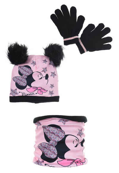 Disney Minnie Mouse Bommelmütze »Mädchen Kinder Winter-Set 3 tlg. Mütze, Schal & Handschuhe« (SET)
