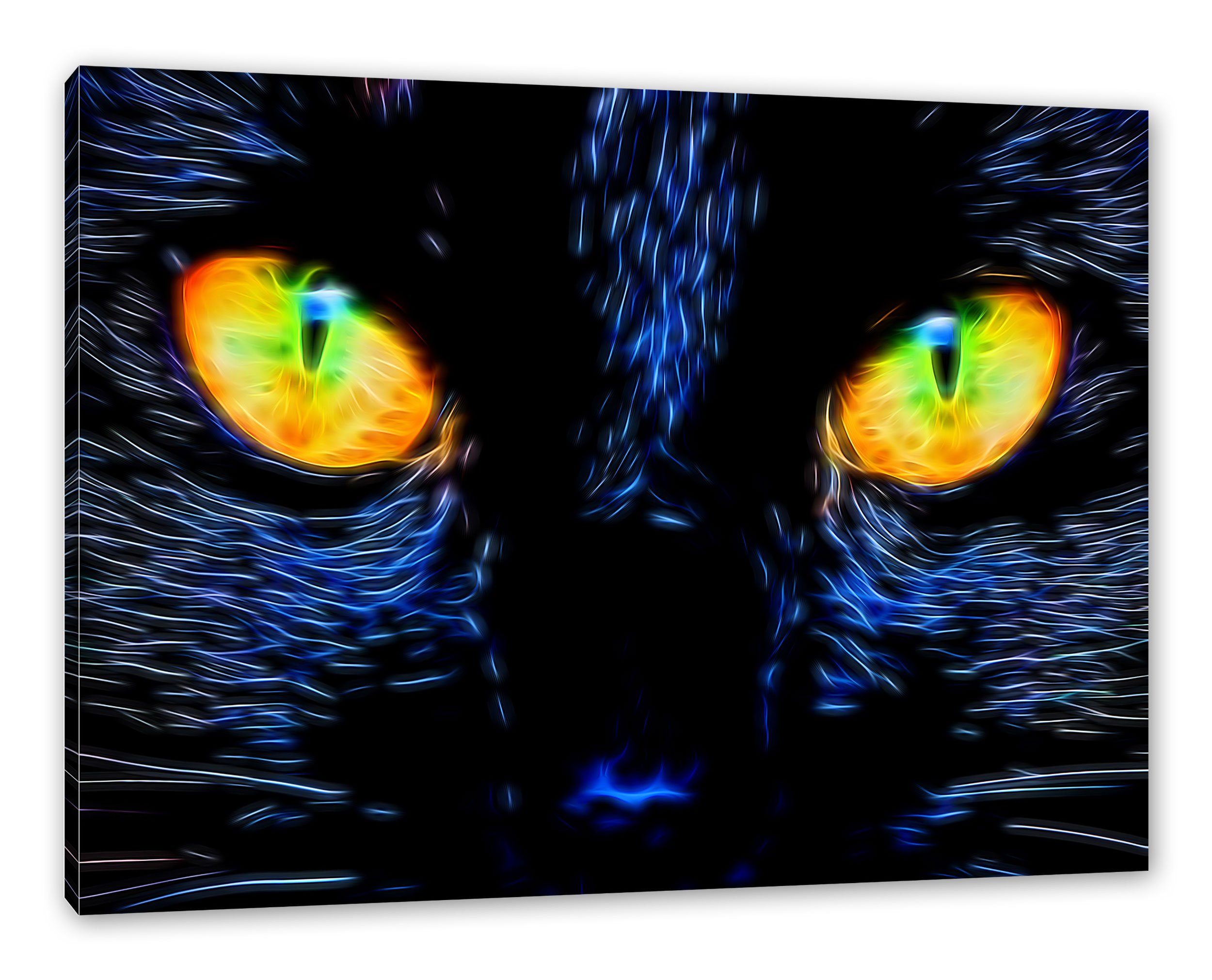 Zackenaufhänger Pixxprint Augen mit mit fertig (1 Katze Katze St), Augen, inkl. Leinwandbild Leinwandbild bespannt,