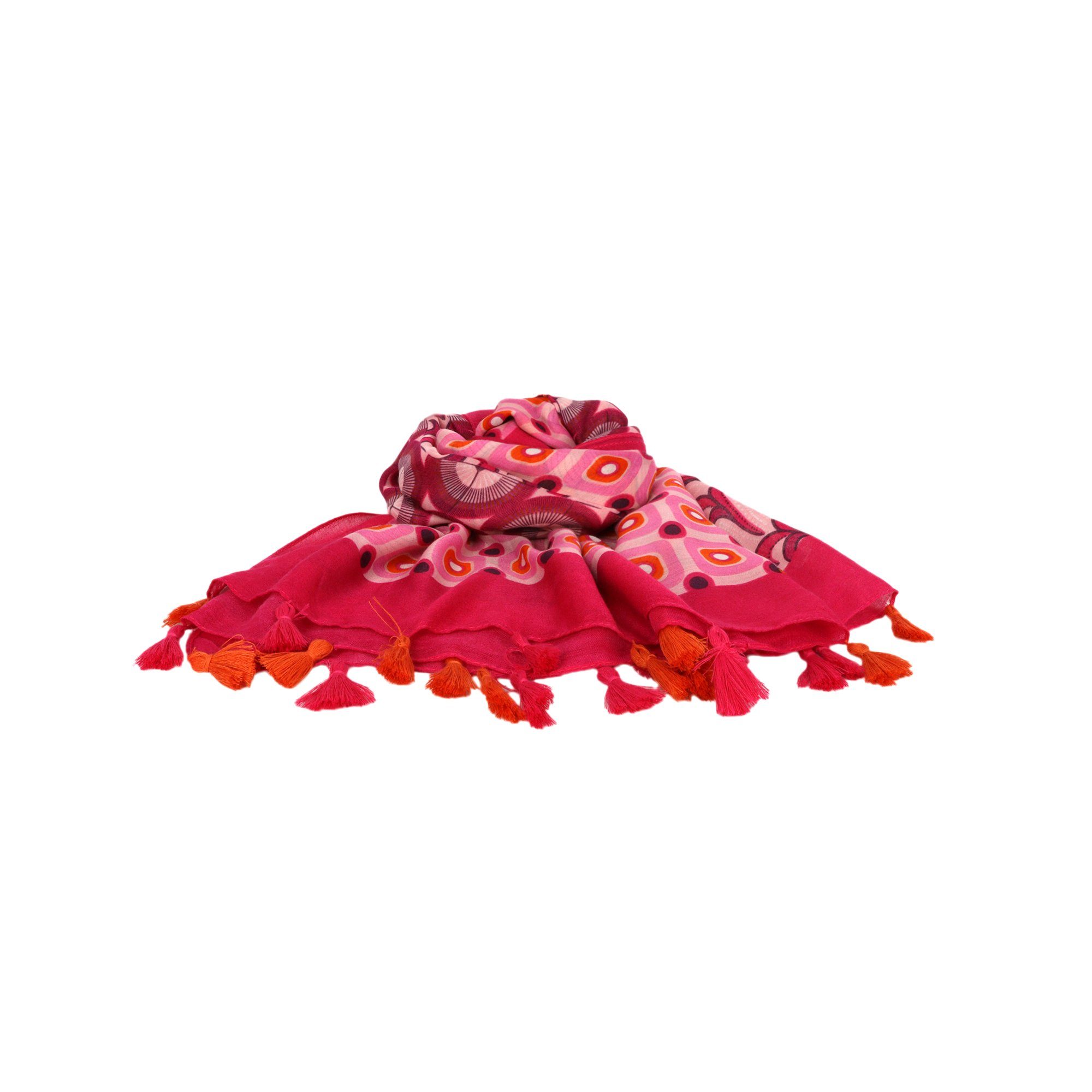 ZEBRO Modeschal Schal, Quasten pink