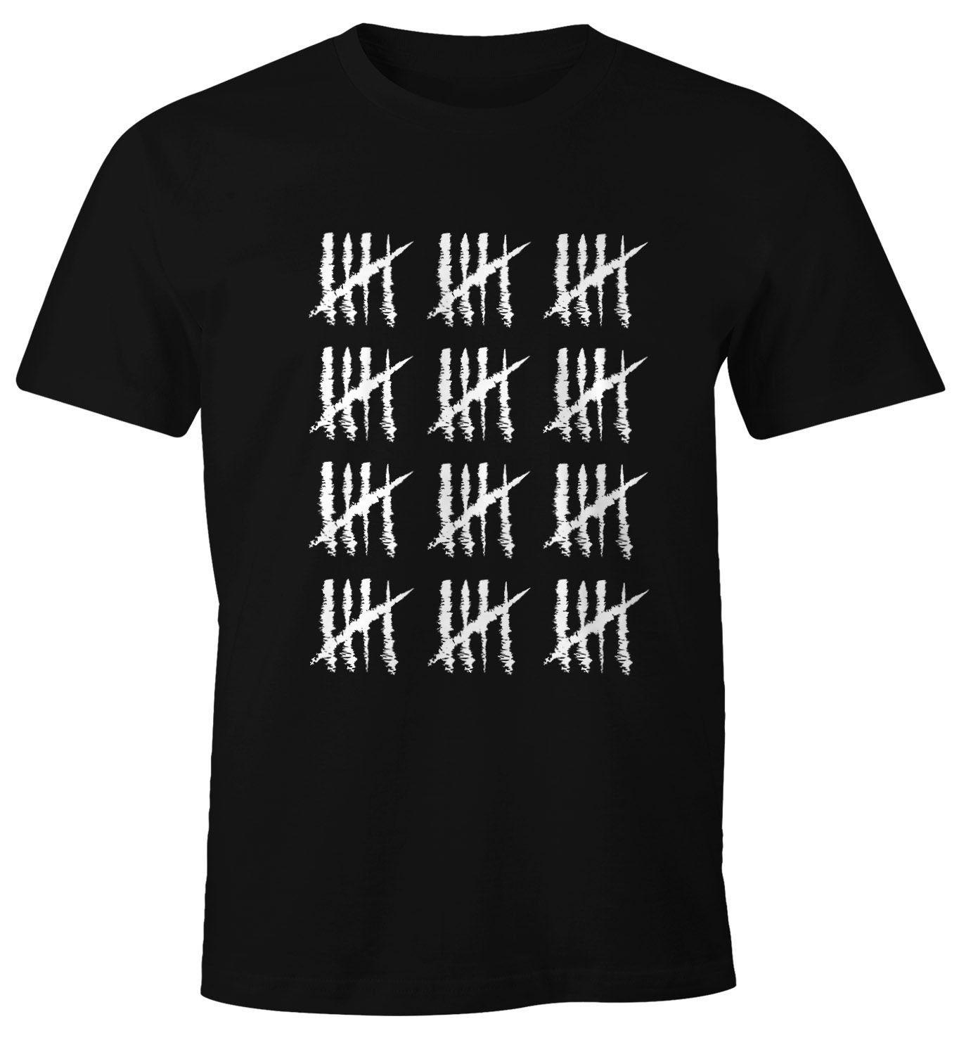 Jubiläum Striche Strichliste Jahrgang Geburtstag [object Print Herren Object] Geschenk Alter Print-Shirt MoonWorks Moonworks® schwarz 60 mit Fun-Shirt T-Shirt