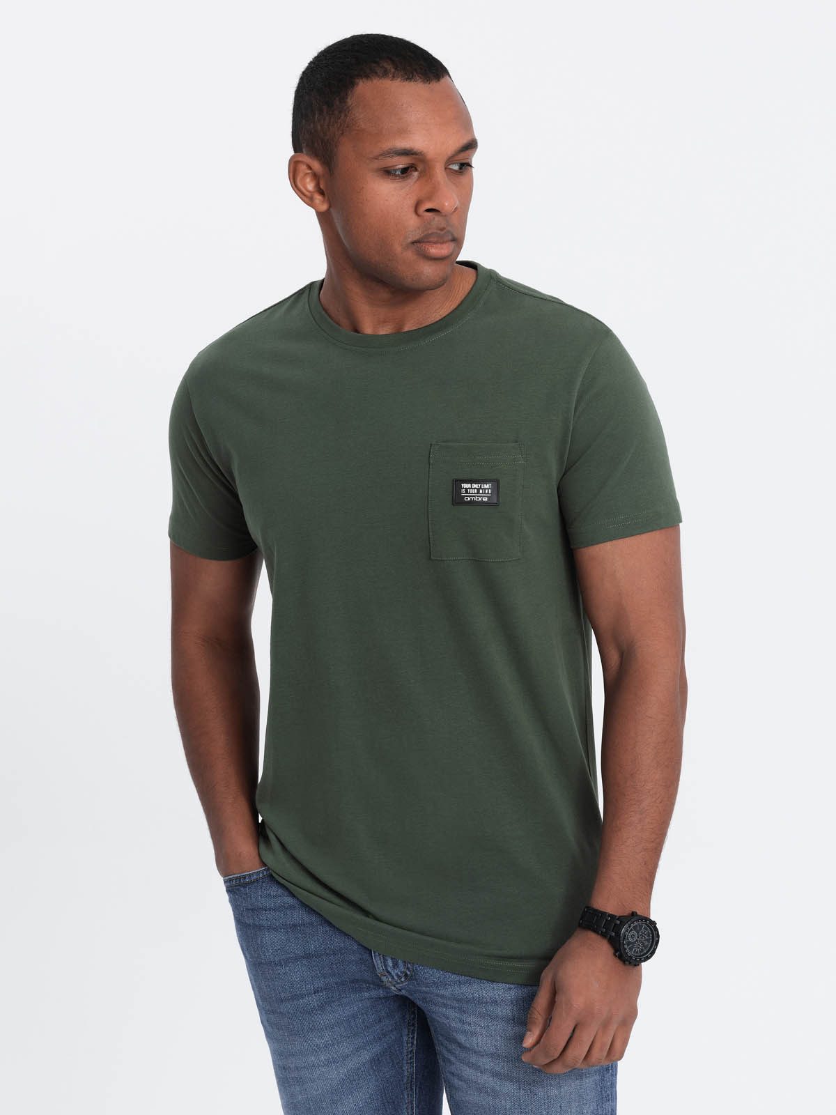 OMBRE T-Shirt Casual Herren-T-Shirt mit aufgesetzter Tasche