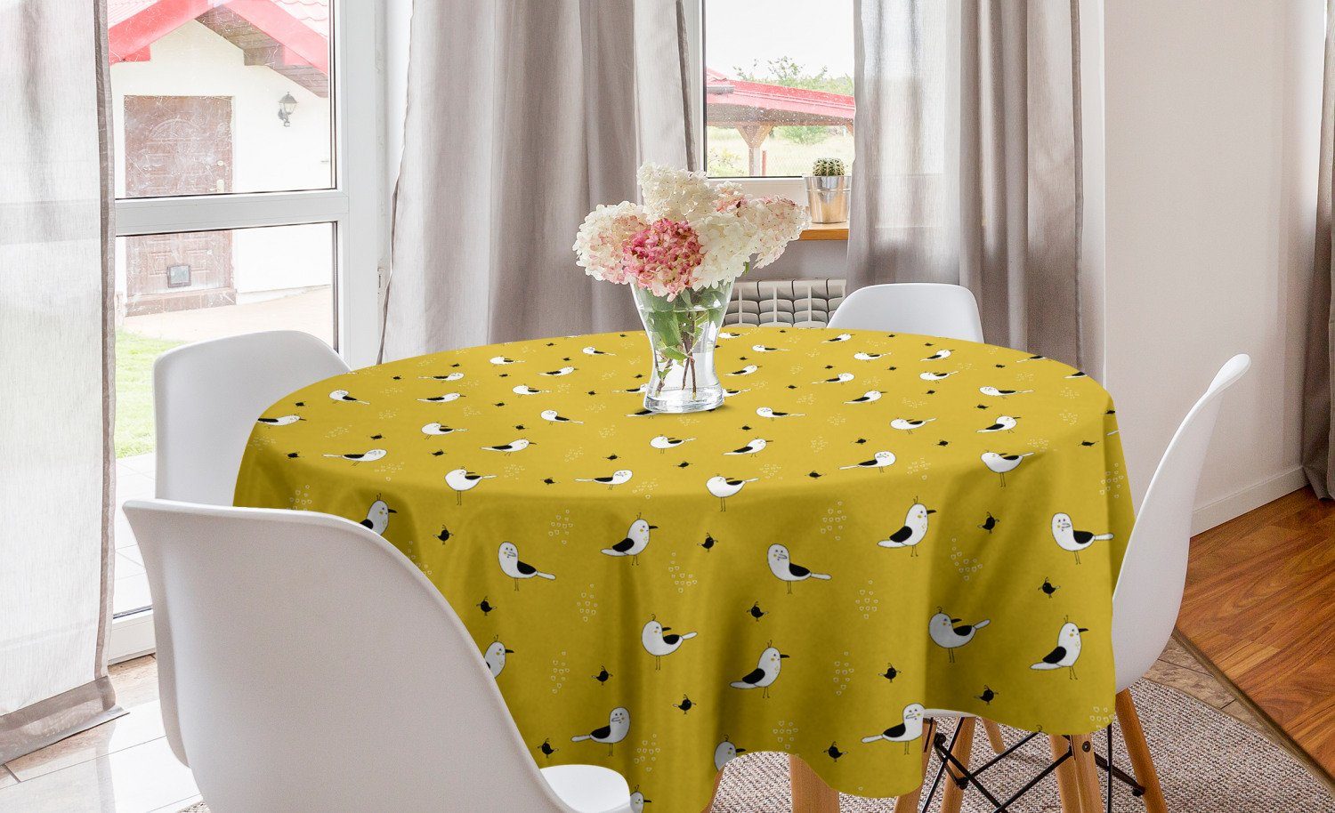 Vogel Abakuhaus Dekoration, Tischdecke und für Tier Baby Mutter Tischdecke Küche Abdeckung Möwe Kreis Esszimmer