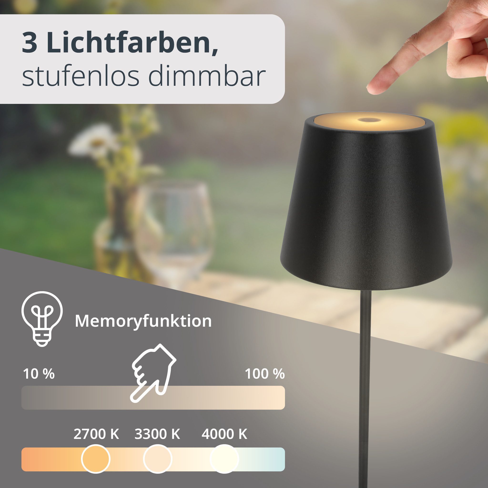 ADE LED Tischleuchte & Flaschenlampe, dimmbar, 7,5 Stunden Akku-Laufzeit, h günstig online kaufen
