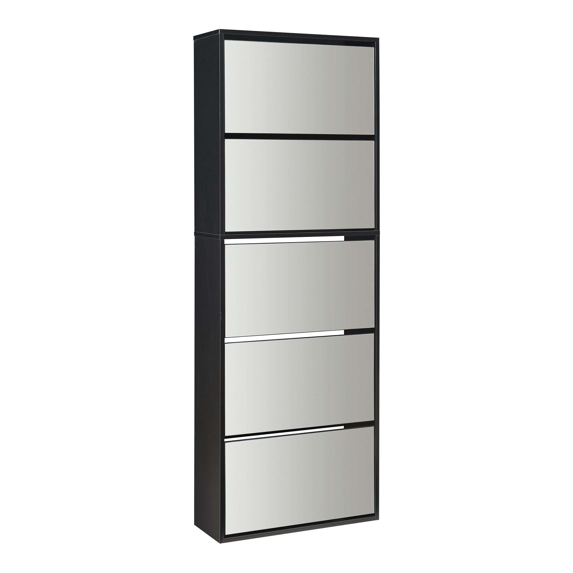 en.casa Schuhkipper, »Lund« mit 5 verspiegelten Klappen Schwarz günstig online kaufen