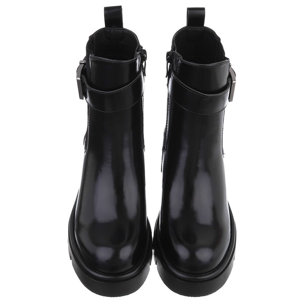 Ital-Design Elegante Chelsea Boots mit Blockabsatz für Damen Plateaustiefelette (90726881) Blockabsatz Stiefeletten in Schwarz – Bild 4 von 5