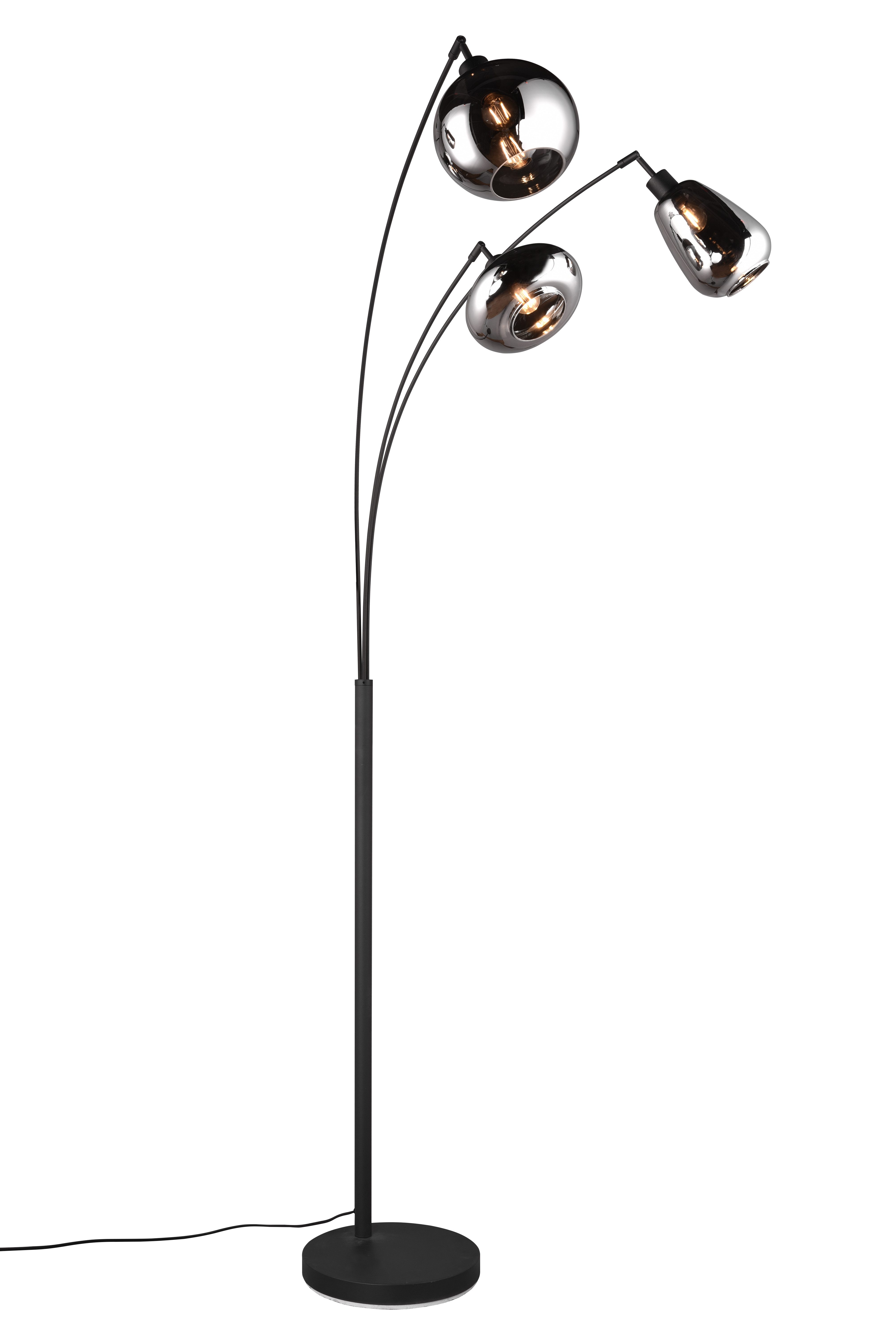 Stehlampe LUMINA, gebogene Stehleuchte mit Glasschirmen exkl 3x E14 max 10W