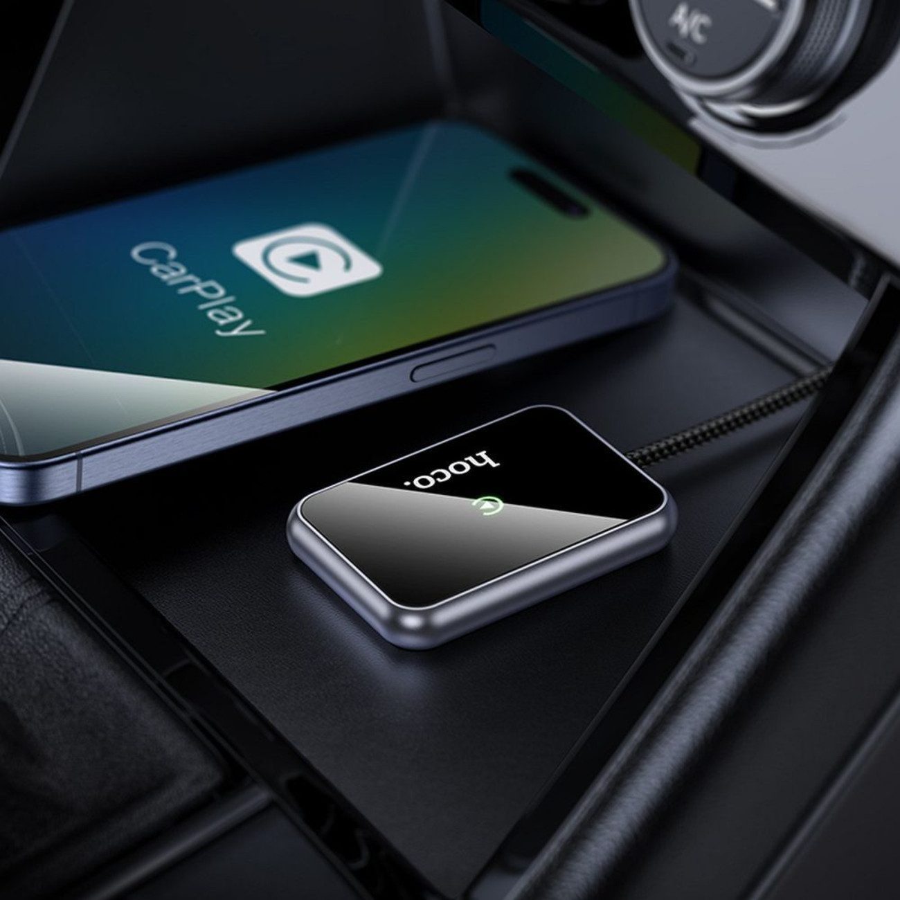 hoco. HU1 Adapter USB-A, USB-C (über Adapter), 8.5 cm, Kabelloser CarPlay-Adapter, USB-A/USB-C, für Fahrzeuge mit CarPlay