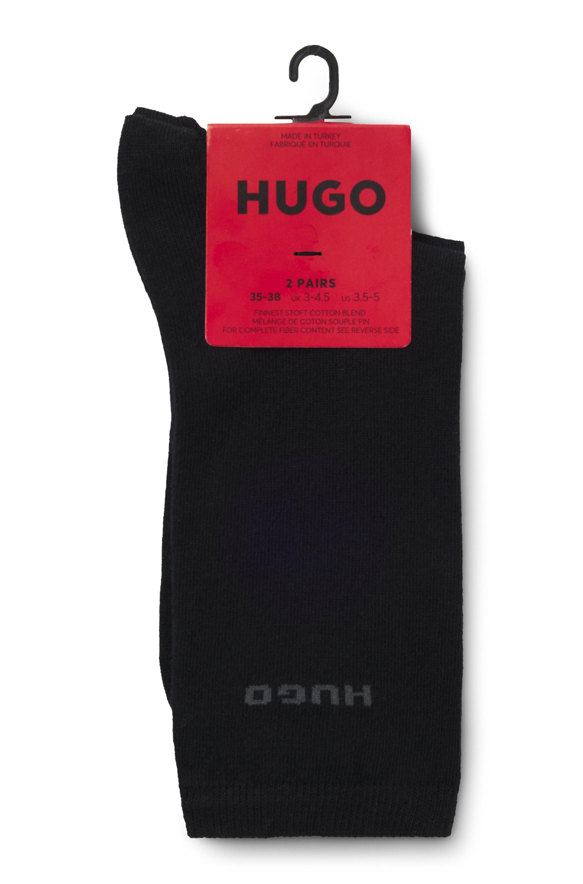HUGO Socken RS UNI LOGO (2-Paar) mittelhoh, aus Baumwoll-Mix mit Logos günstig online kaufen