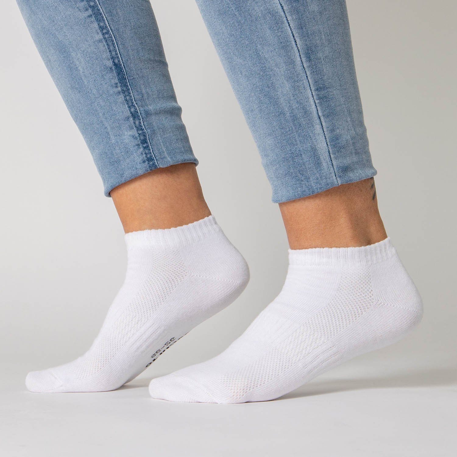 Damen Pack Sneaker OCCULTO Socken (Modell: Diana) 10er Sneakersocken (10-Paar) Wht-Gry-Pnk