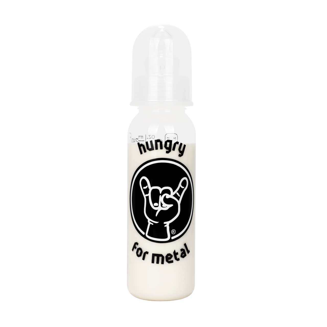 Babyflasche mit Hungry For Metal Aufdruck