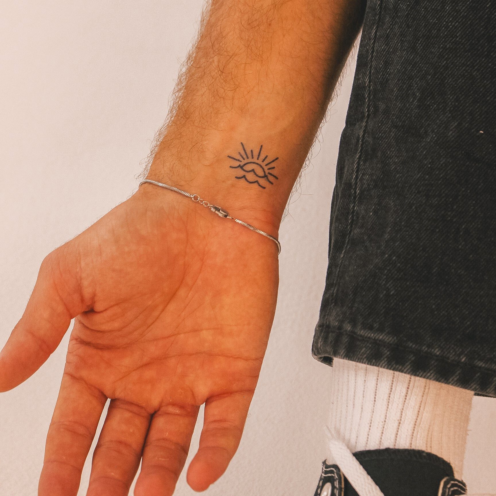 Inkster Schmuck-Tattoo Sonne und Wellen Tattoo, wasserfestes temporäres Tattoo, 2 Wochen Halt