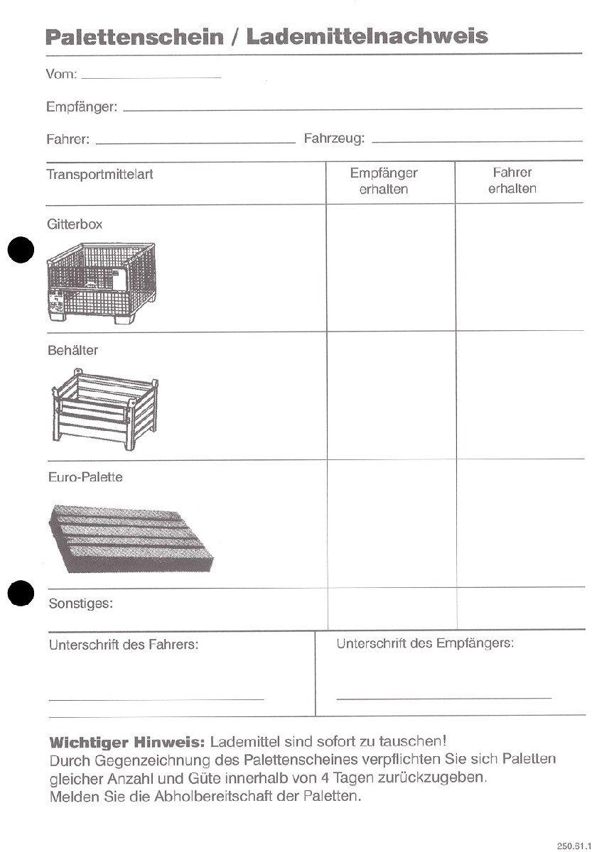 RNK Verlag Formularblock Palettenkontrollschein A5 4-teilig selbstdurchschreibend 25 Satz