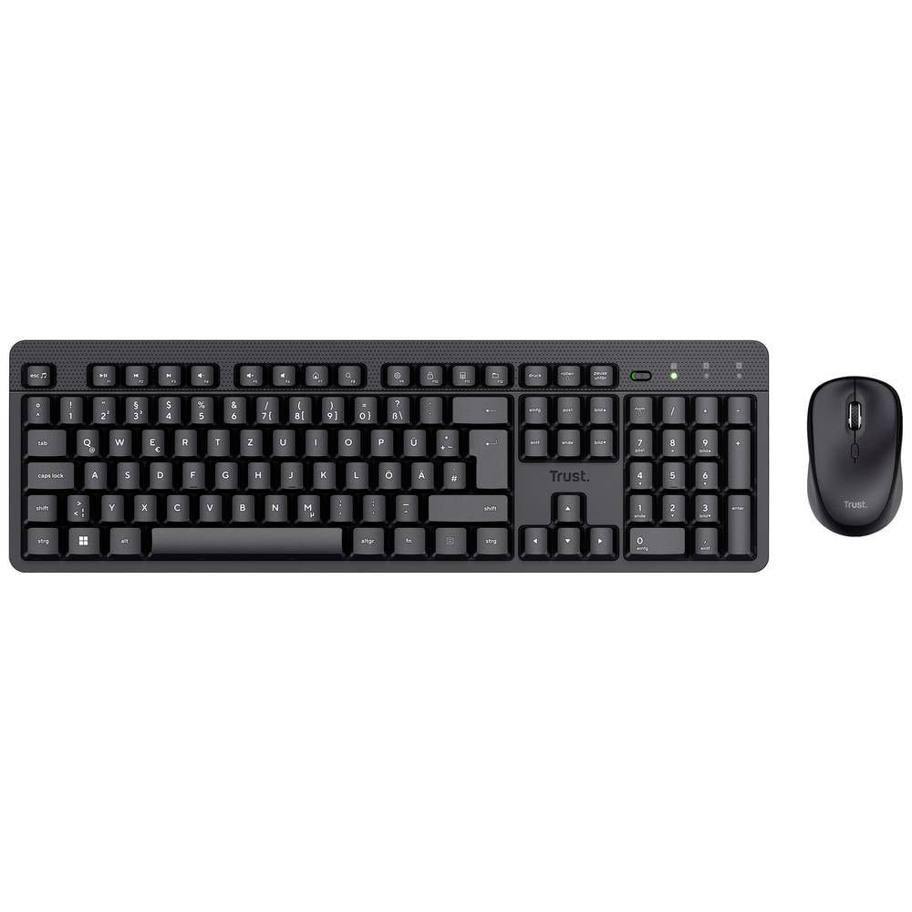 Trust Kabelloses Tastatur, Maus-Set 25357 Tastatur- und Maus-Set, Geräuscharme Tasten, Hotkey Funktion, Integriertes Scrollrad