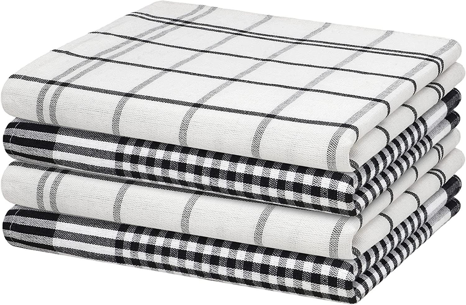 Hometex Premium Textiles Geschirrtuch 4er Set Geschirrtücher Grubentücher, Aus 100% Baumwolle, Extra saugfähig und schnell trocknend, 50 x 70 cm Schwarz