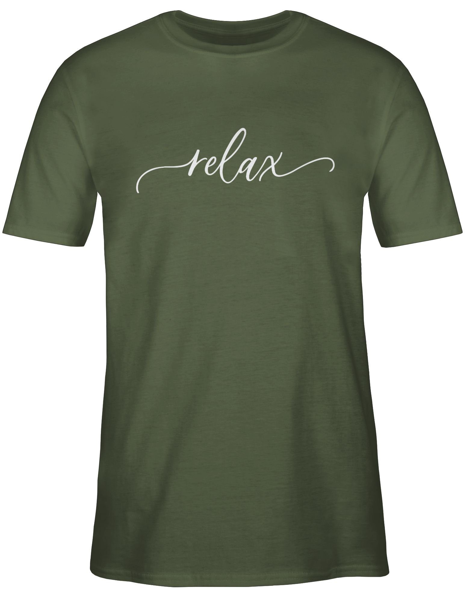 Army Statement Relax T-Shirt 02 Schriftzug weiß Grün Shirtracer Sprüche