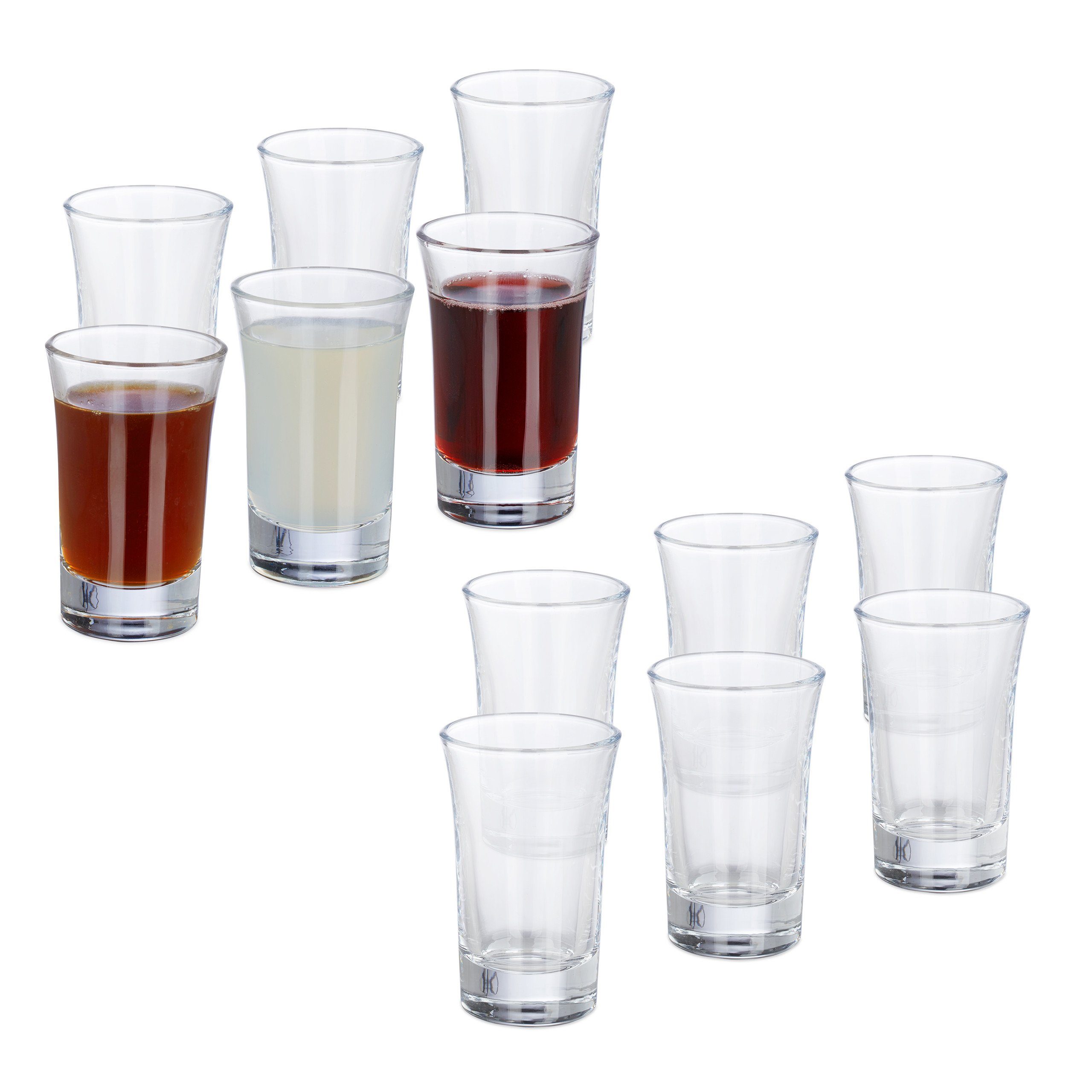 relaxdays Schnapsglas 12 x Schnapsgläser 4cl, Glas