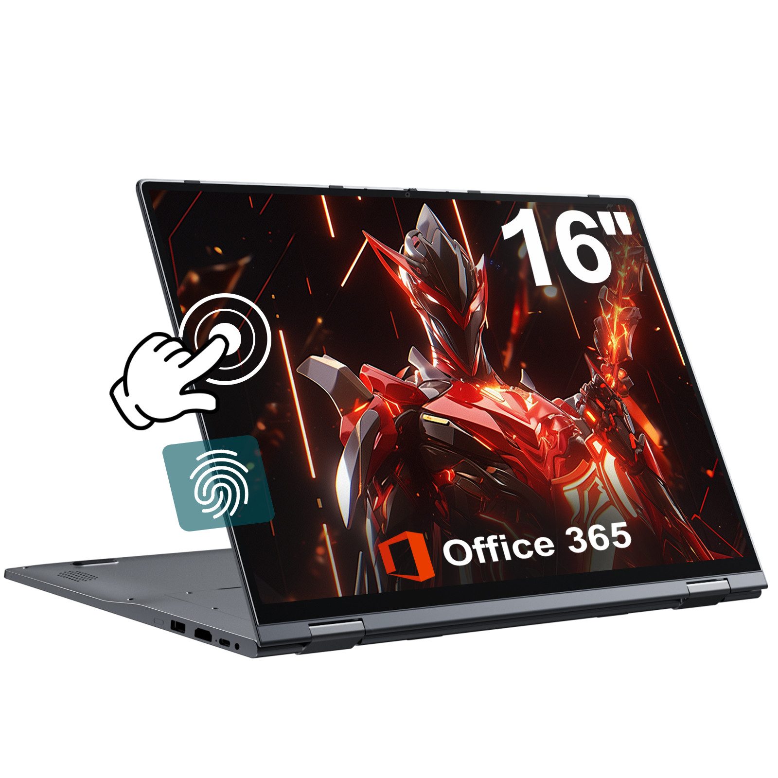 MENGHU 16 Zoll Touch-Laptop 16GB RAM Beleuchtete DE-Tastatur Fingerabdruck Notebook (Intel® Celeron® N5095, Intel UHD Graphics, 16 GB, 640 GB SSD, 4-core CPU)