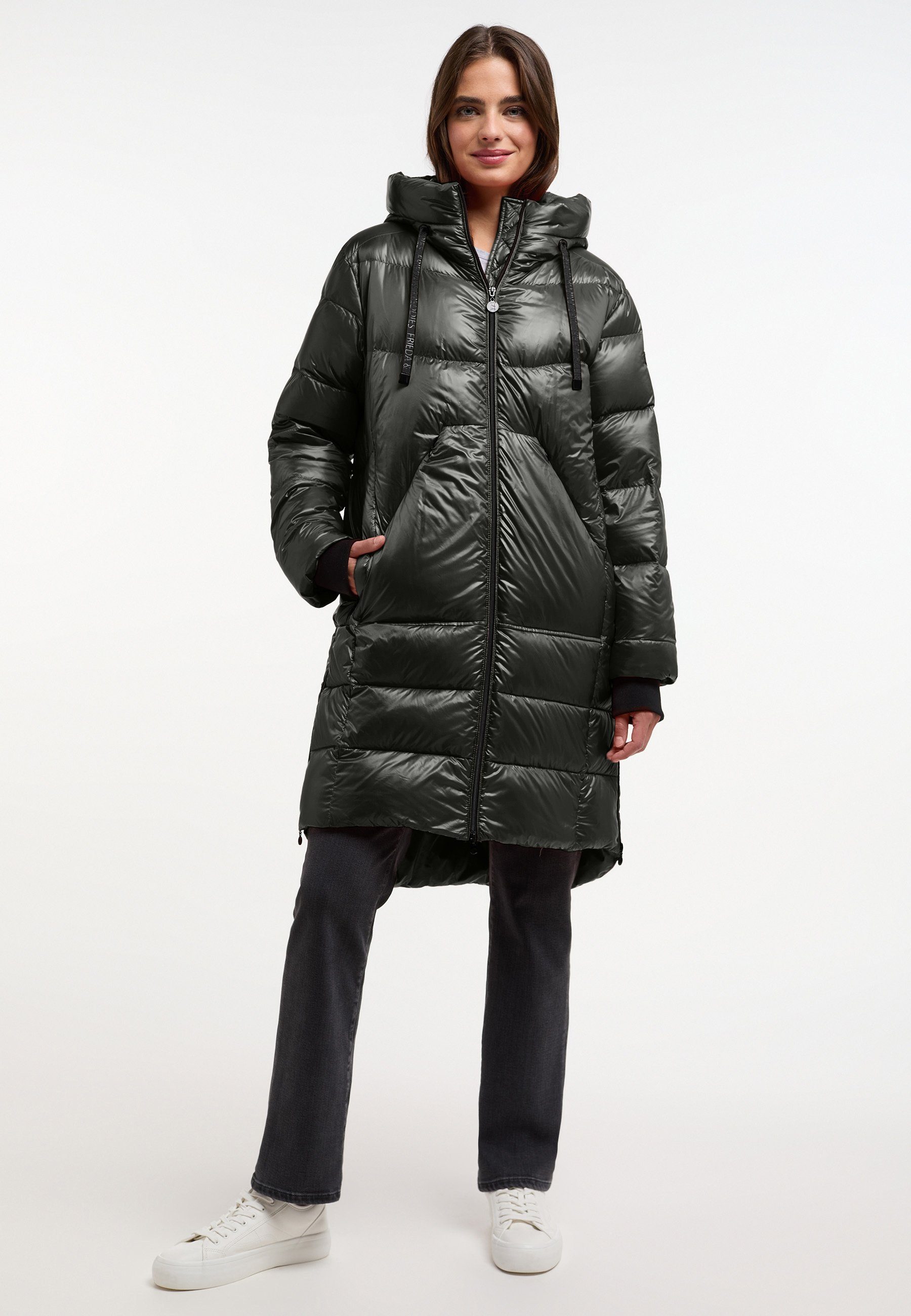 Frieda & Freddies NY Langmantel Thermolite Coat, Twister 2 mit Kapuze POCKET ALLOVER