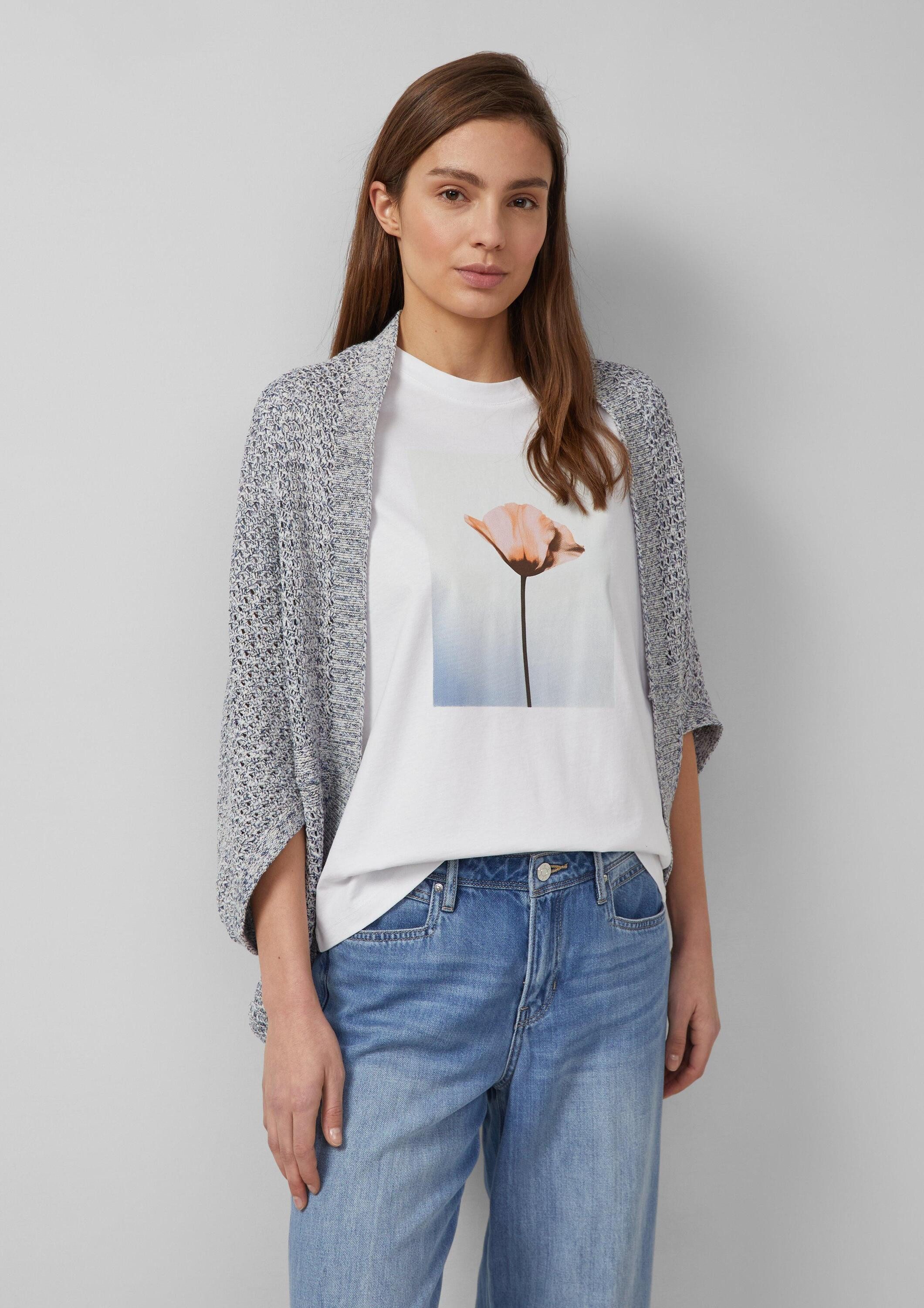 s.Oliver Poncho Indoor-Poncho Leichter Strick-Poncho aus Baumwollmix in O-Shape