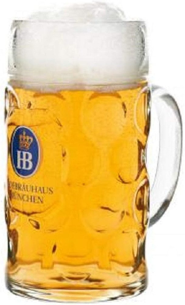 Hofbräuhaus München Bierkrug Glaskrug HB "Isarseidel" 1000 ml, Glas