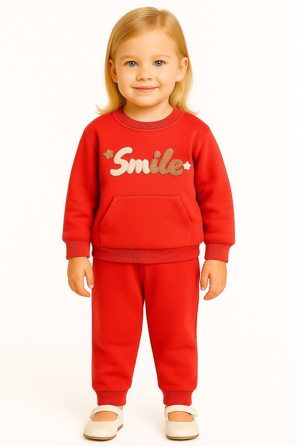Lorey Medtec Freizeitanzug Mädchen Outfit, 2er Set, Pullover, Hose, 100 % Baumwolle, Rot (Pullover + Hose)