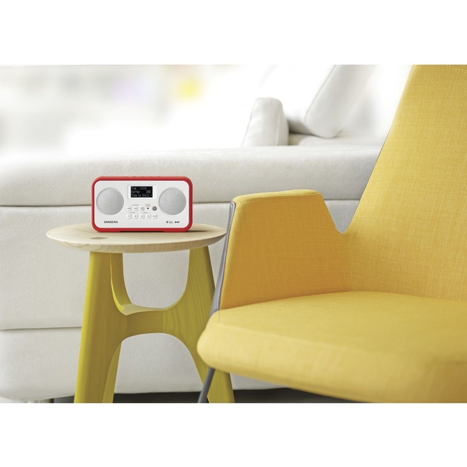 (DAB) Sangean DPR-77 digitaler DAB+ (DAB) weiß/rot Stereo-Empfänger Digitalradio