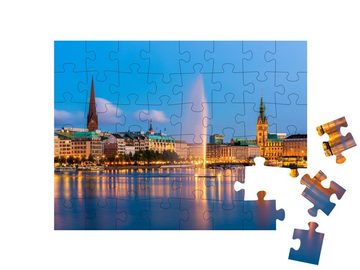 puzzleYOU Puzzle Hamburg in der Abenddämmerung, 48 Puzzleteile, puzzleYOU-Kollektionen Städte