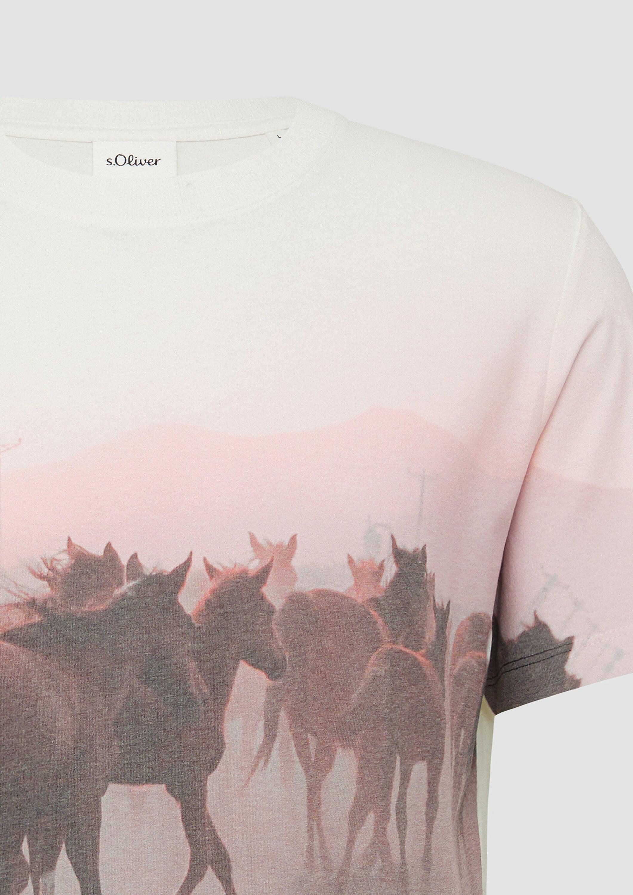 s.Oliver Kurzarmshirt T-Shirt Baumwoll-T-Shirt mit Fotoprint