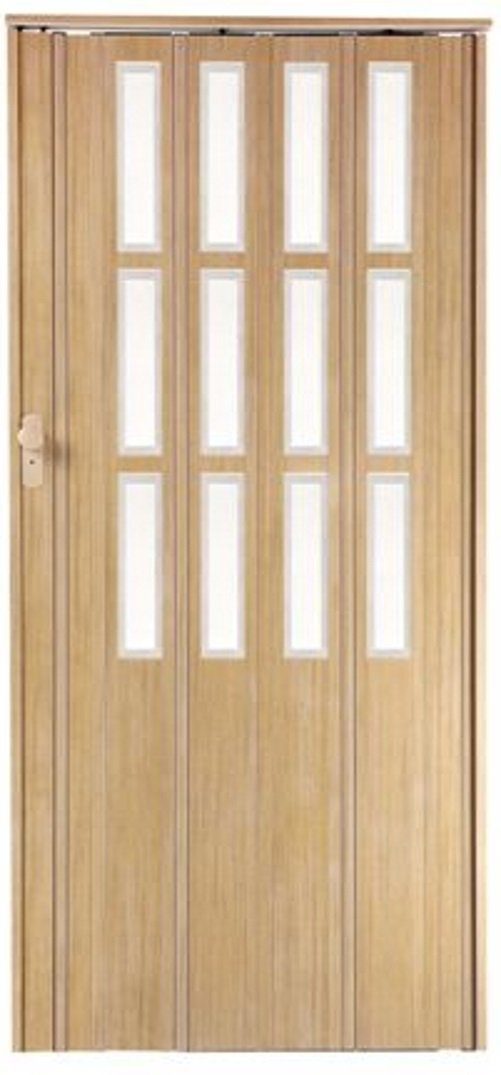 Standom Falttür Schiebetür Tür Eiche/Erle Fenster Schloss H.203cm Türbreite bis 100 cm (1 Karton, 1-St., 1 Set JS), teils vormontiert