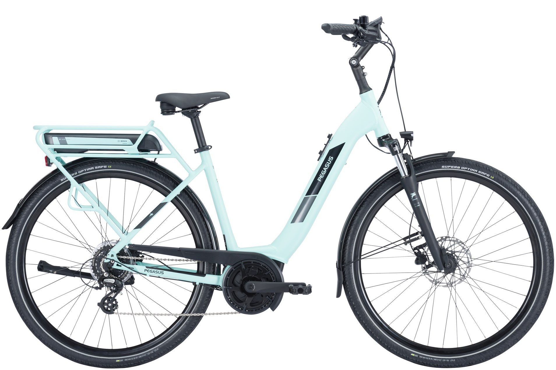 Pegasus E-Bike Pegasus Solero E8 Plus 500 Wh Damen mint 2024, 8 Gang SHIMANO Altus RD-M310, Kettenschaltung, Bosch Active Line Plus, 500 Wh