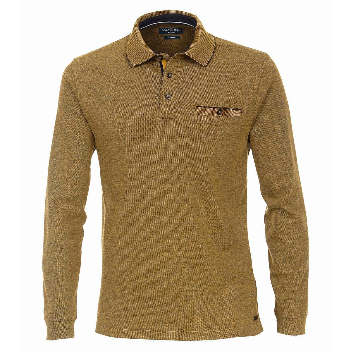 CASAMODA Langarm-Poloshirt CasaModa Langarm-Poloshirt Übergröße gelb melange