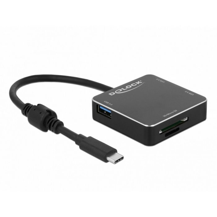 Delock 3 Port USB 3.1 Gen 1 Hub mit USB Type-C und SD + MicroSD Slot USB-Kabel