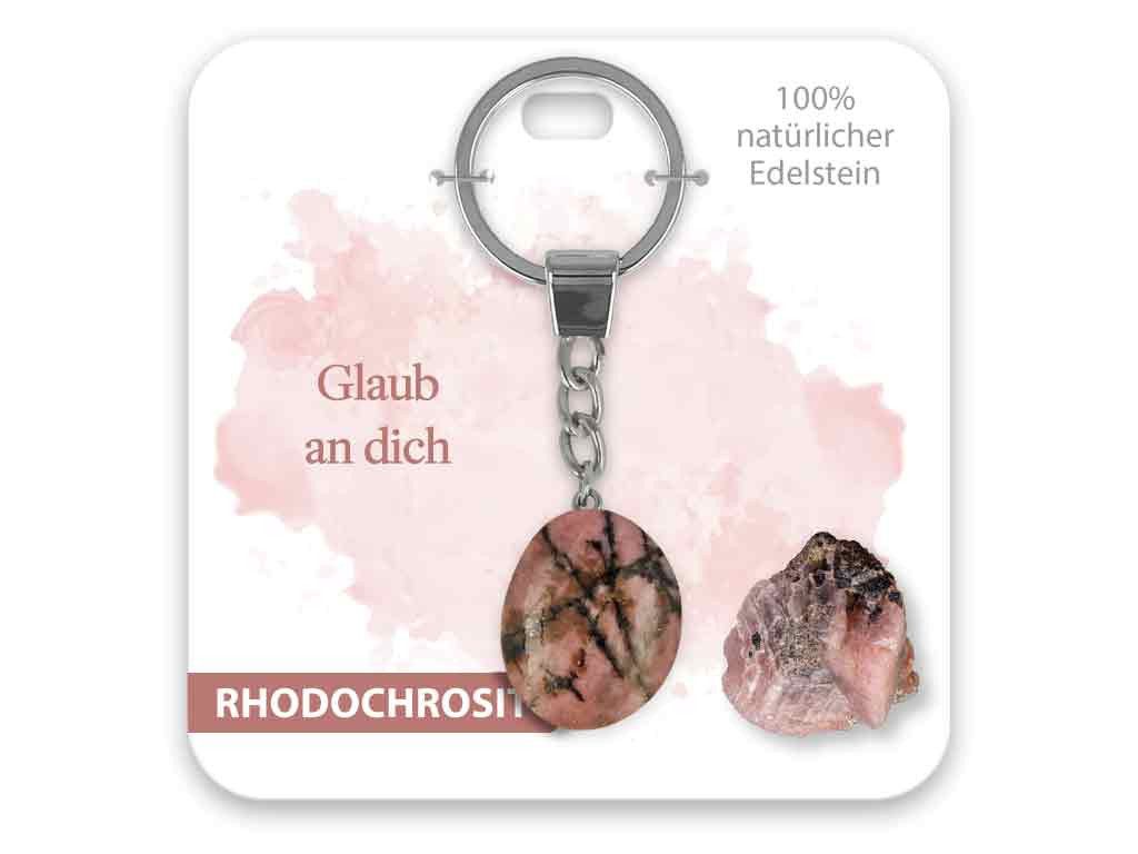 Schlüsselanhänger Set BB Klostermann Edelstein Schlüsselanhänger Rhodochrosit Glaub an dich