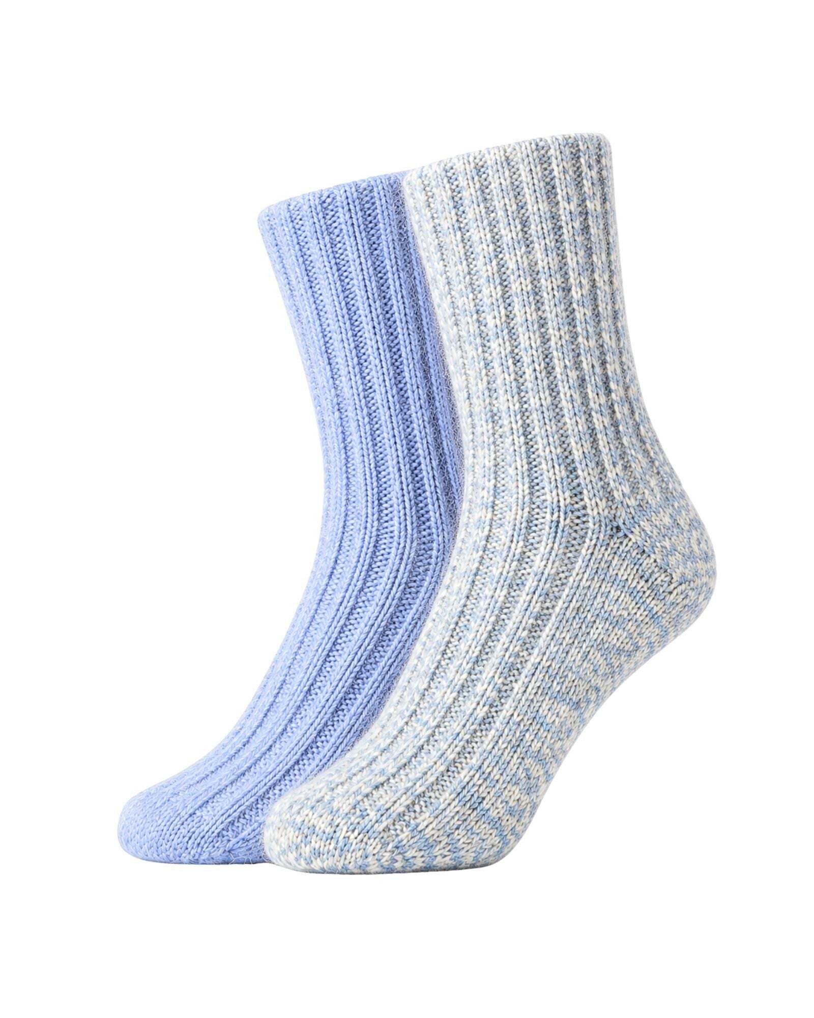 HomeOfSocks Norwegersocken 2 Paar Alpaka Wollsocken, Rippenstrick, 50% Wolle (2-Paar) Verstärkte Ferse und Gummibund ohne Einschneiden