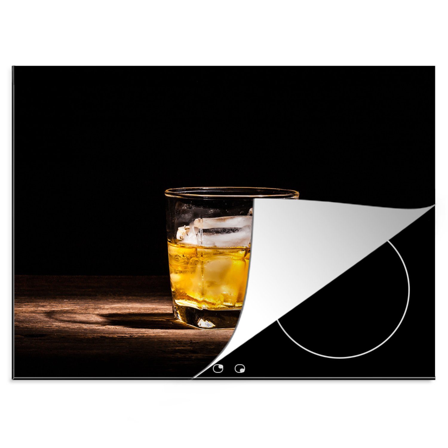 60x52 - Whiskey (1 Vinyl, nutzbar, MuchoWow Induktionsschutz - Alkohol Herdblende-/Abdeckplatte Arbeitsfläche Glas, - cm, Mobile Ceranfeldabdeckung tlg),