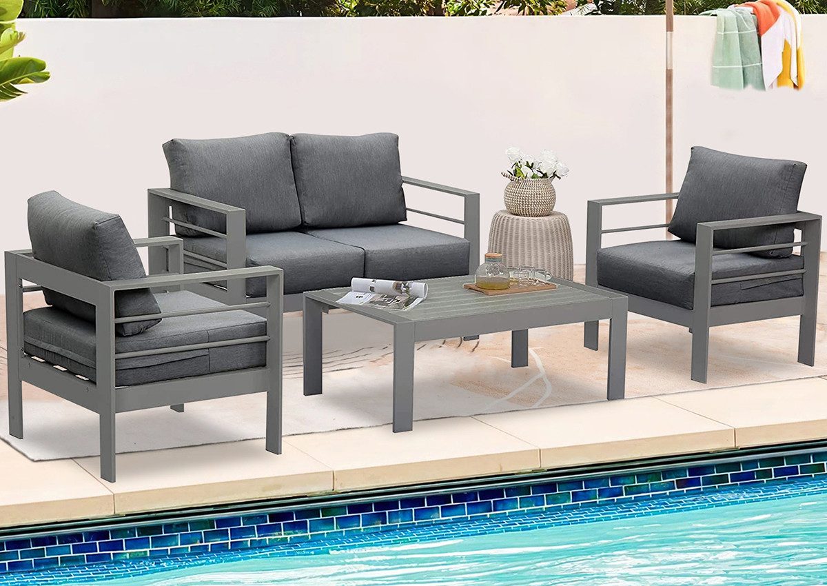 MeXo Gartenlounge-Set Gartenmöbel Set Aluminium Loungeset günstig online kaufen
