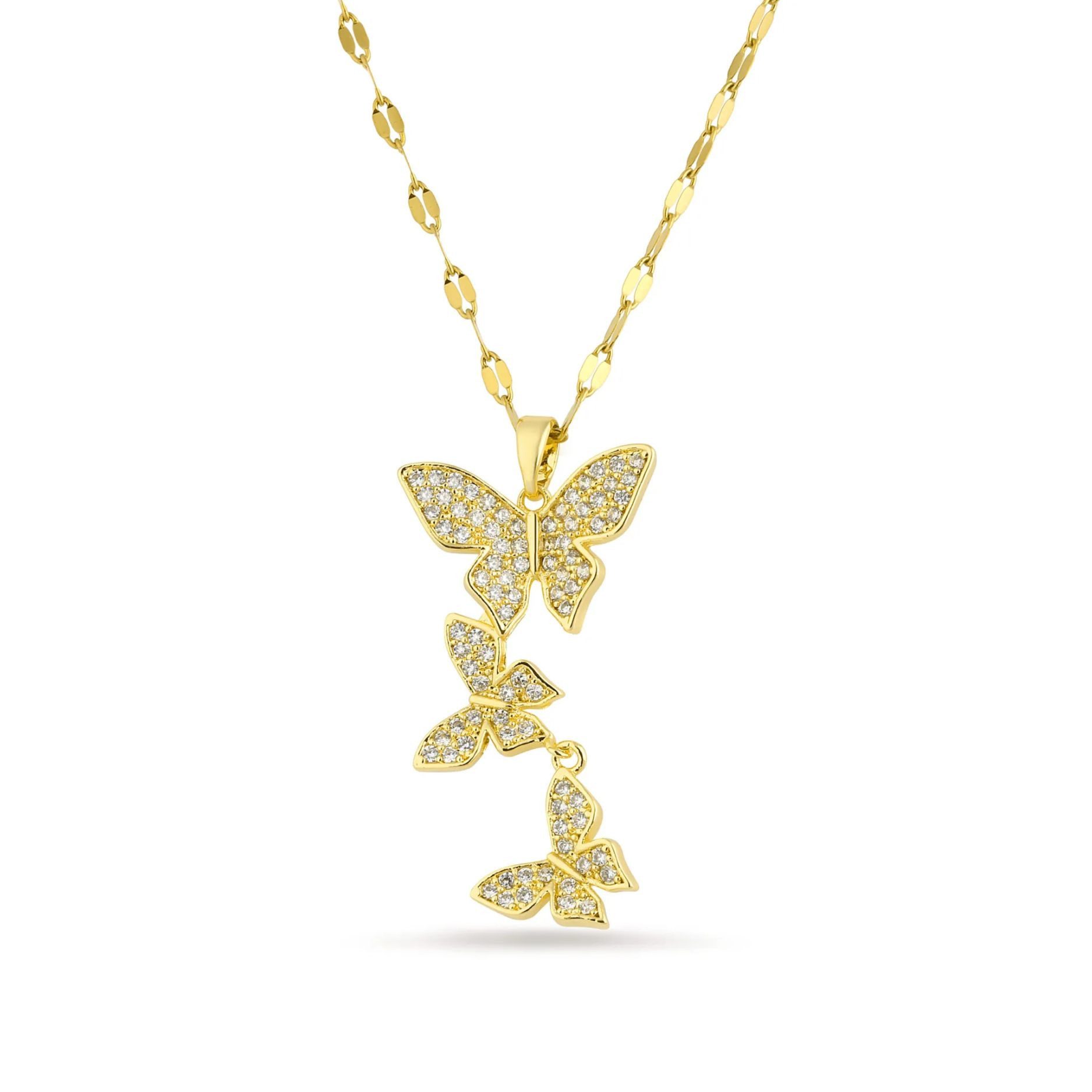 Einzelstück Charm-Kette Three Butterflies Halskette