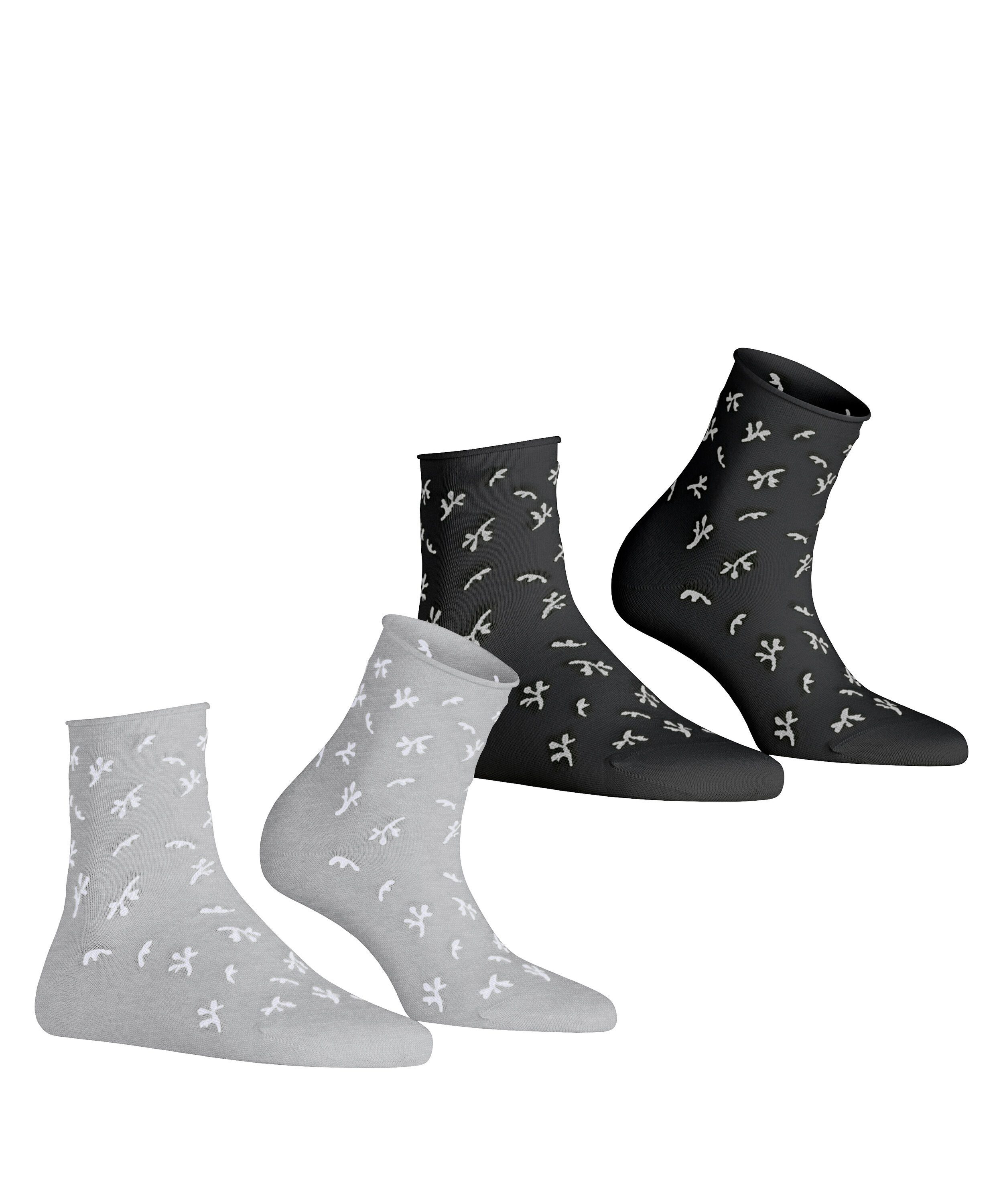 Esprit Kurzsocken Twig (2 Paar) mit kleinem Rollrand, florales Muster – Bild 2 von 5