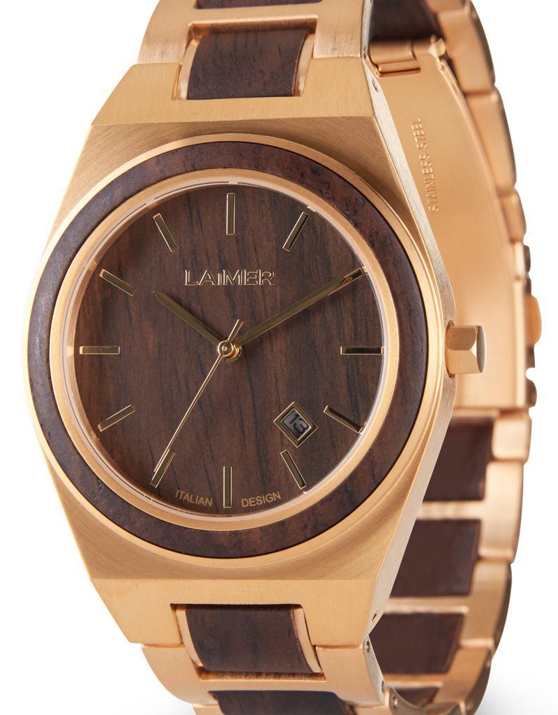 LAiMER Quarzuhr Holzuhr Colin