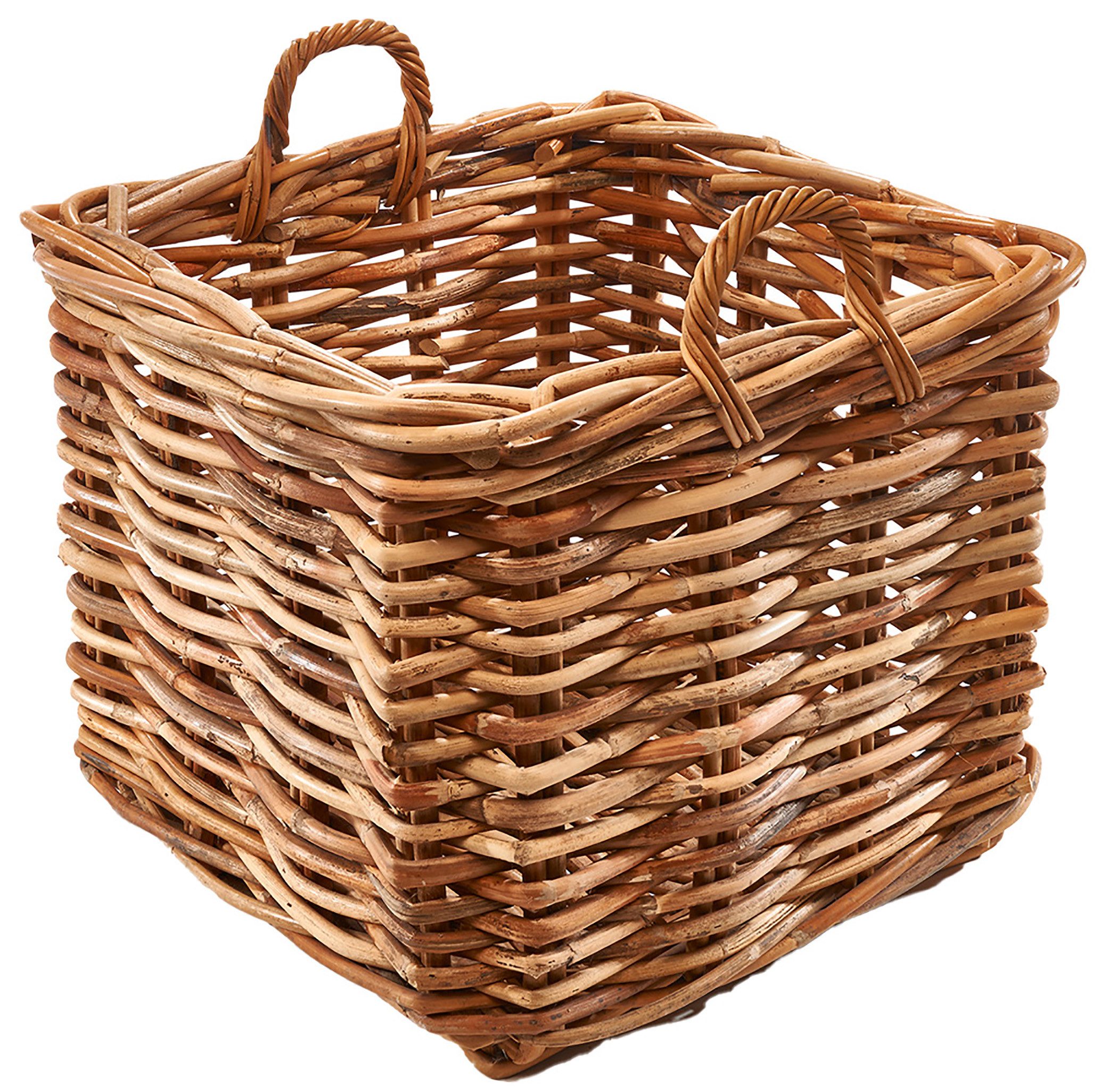 Aufbewahrungskorb Rattankorb Rattan mit Henkeln cane Gr L eckig