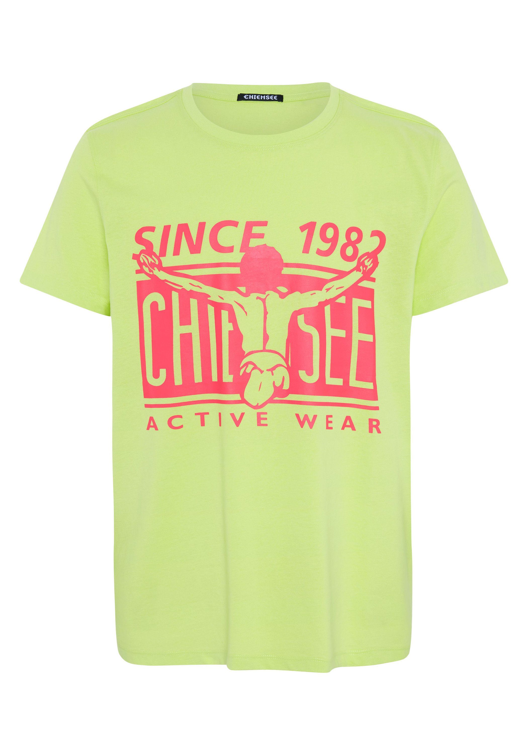 Chiemsee Print-Shirt T-Shirt aus Green 13-0535 Two-Tone-Optik Baumwolle Sharp 1 in