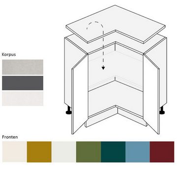 Feldmann-Wohnen Eckschrank Rimini (Rimini, 1-St) 84cm Front-, Korpusfarbe & Ausstattung wählbar 2-türig